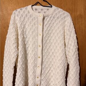 Chic Ivory Button-Up Grandma Cardigan vintage